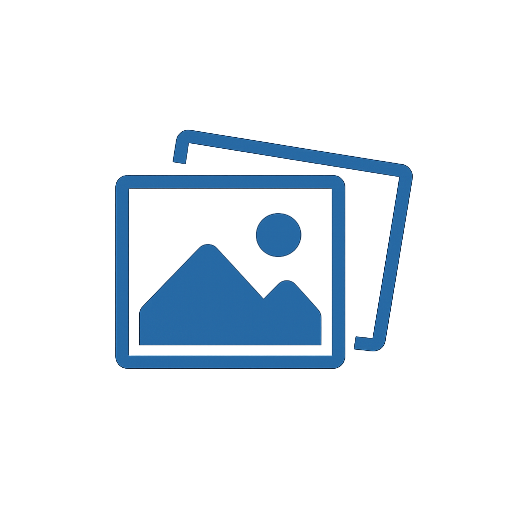 A stylized digital placeholder graphic featuring a blue icon of a photo with a mountain and sun symbol, commonly used to represent missing or loading images. The icon is centered over a dark gradient background with a subtle blue glow, making it suitable as a temporary visual or UI element during website development.