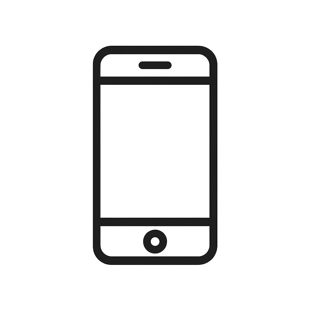 A clean, vector-style smartphone icon with rounded edges, centered on a transparent background. Ideal for use in web design sections highlighting mobile responsiveness or "Built for Phones" features.